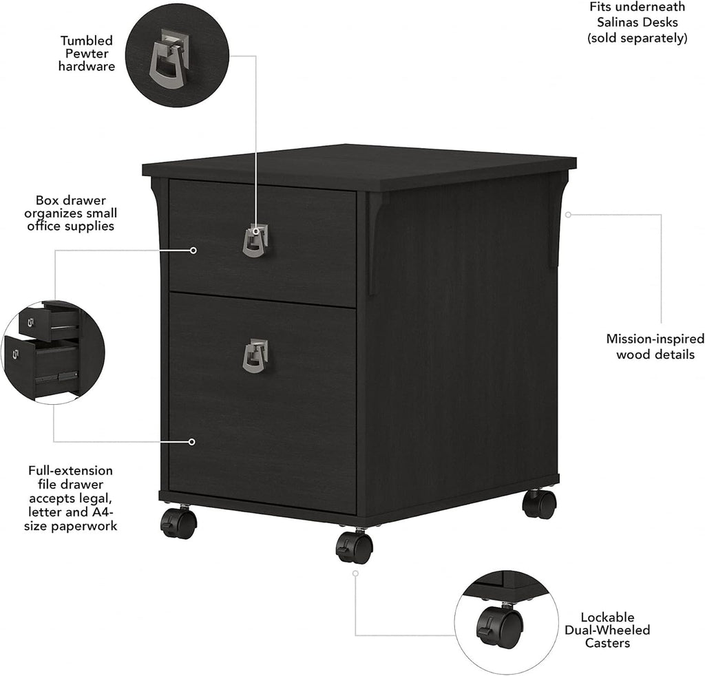 Black 2 Drawer Mobile File Cabinet A169822