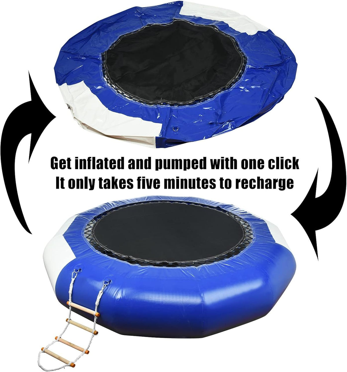 Inflatable Round Water Trampoline with Electric Inflator and 4-Step Ladder I792