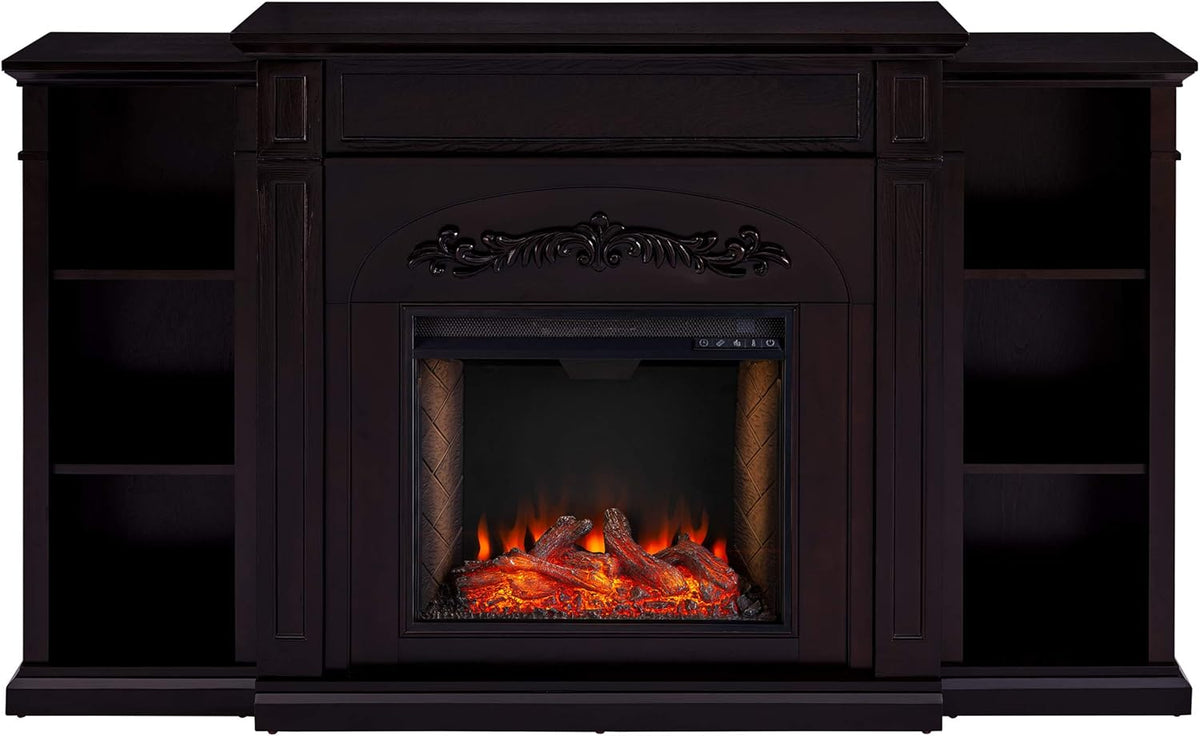 Espresso Electric Fireplace Bookcase T498