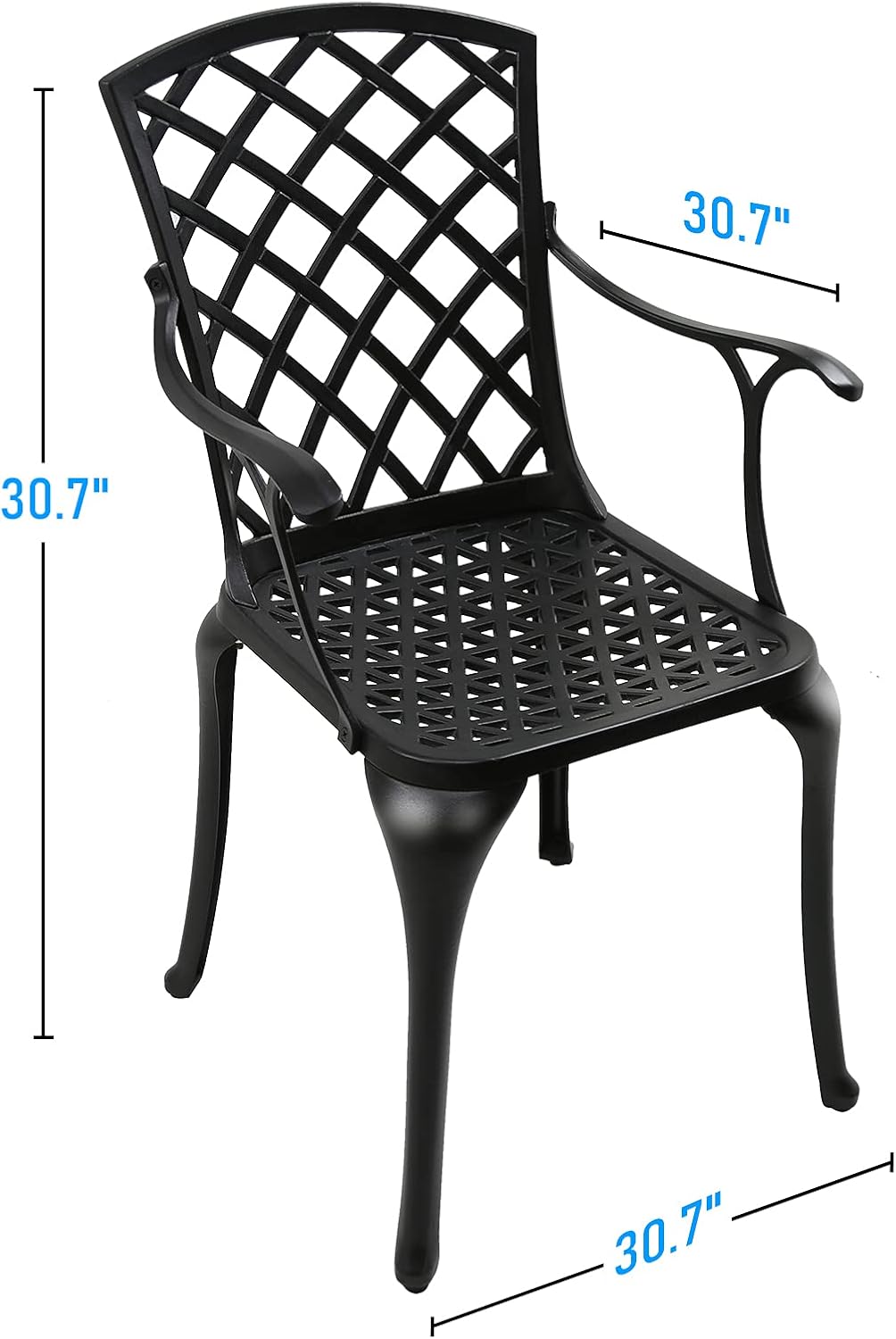 Black Set of 2 Cast Aluminum Outdoor Dining Chairs M655