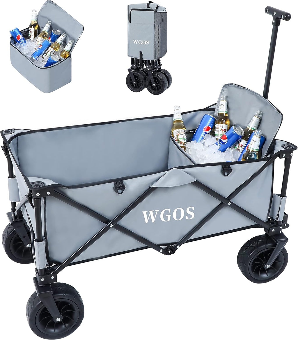 Collapsible Folding Wagon with Cooler Bag Black Q803135