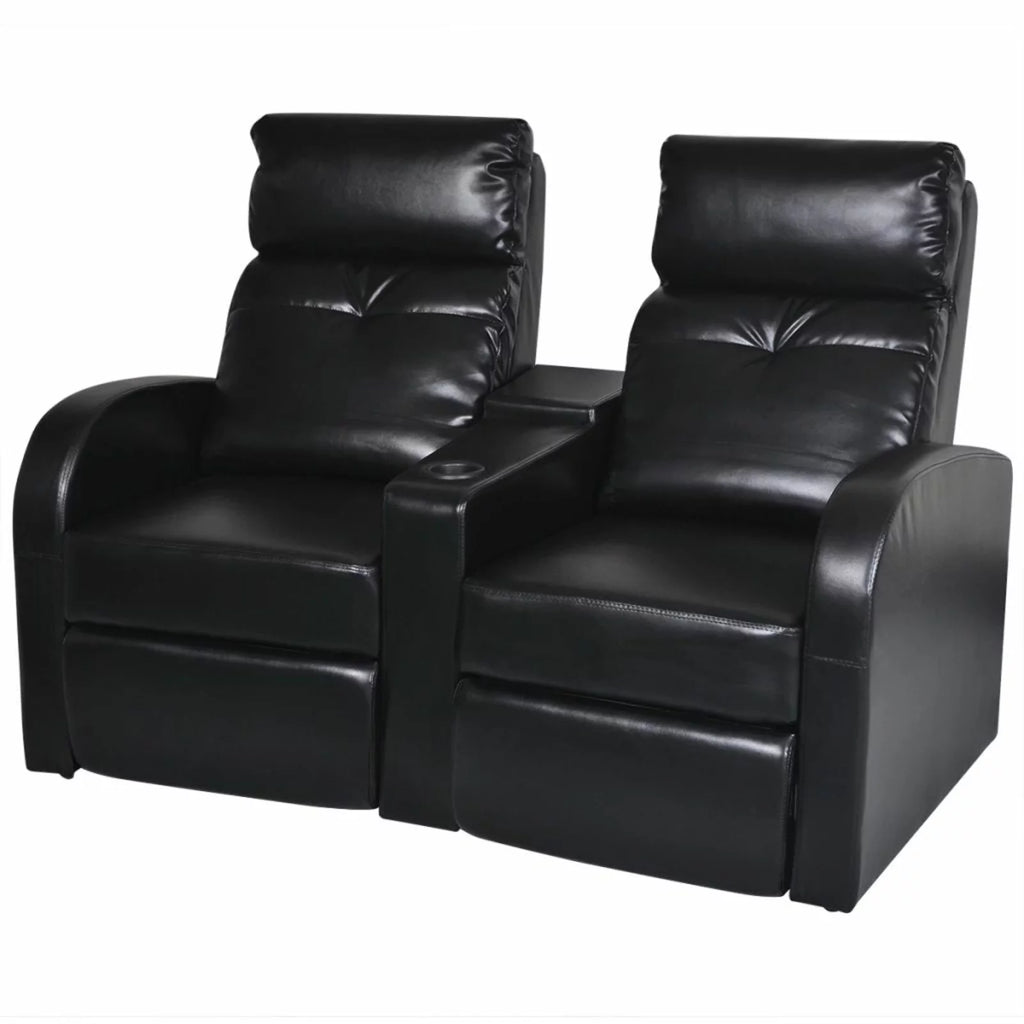2-Seater Black Faux Leather Recliner Sofa A470426