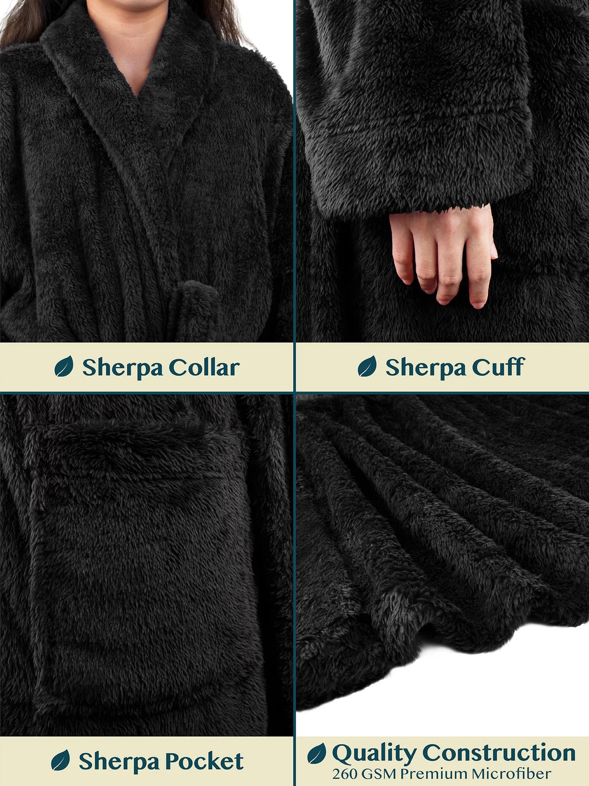 Black Fleece Sherpa Robe Q88402