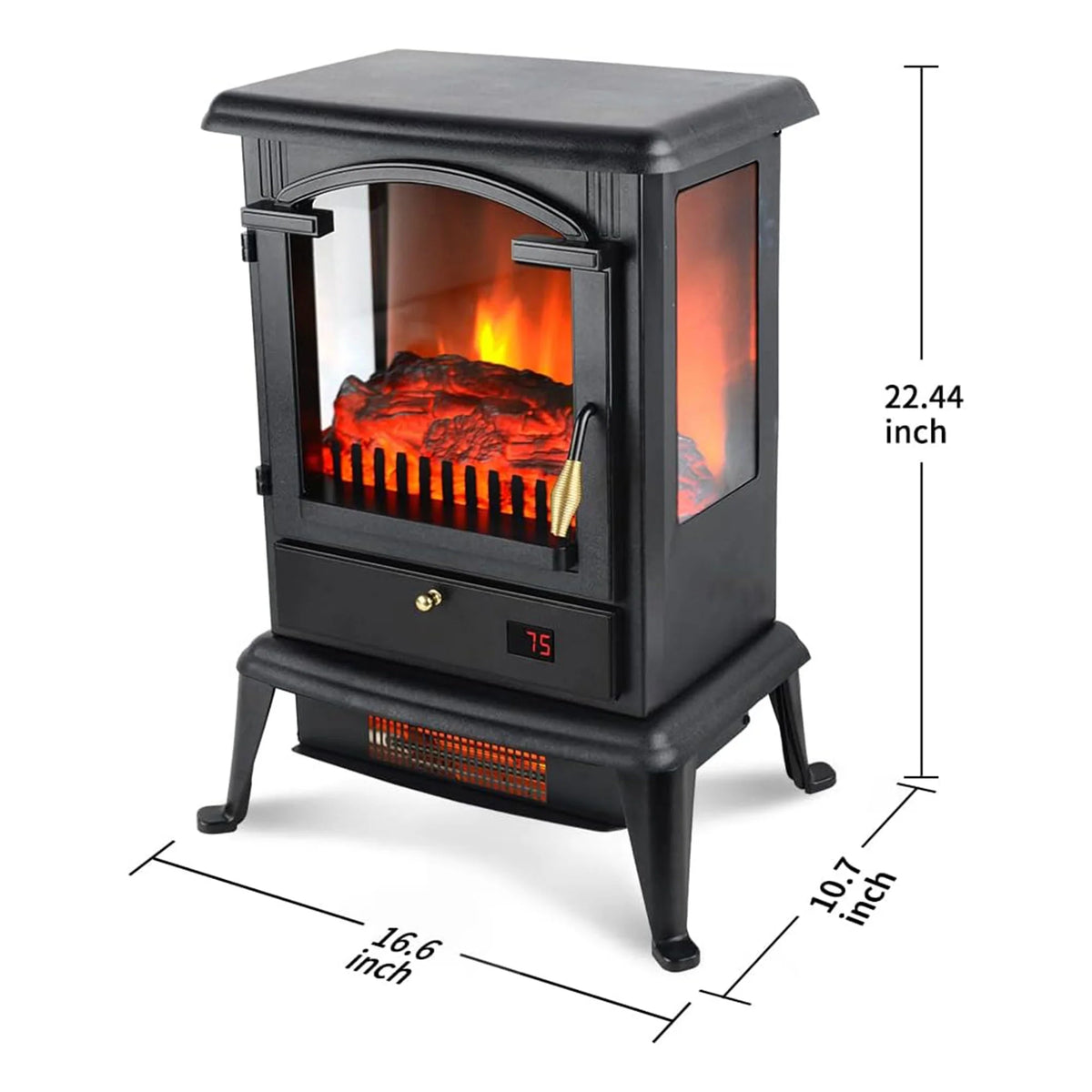 Freestanding Electric Fireplace Heater Stove with Remote (2 Pack) P15024