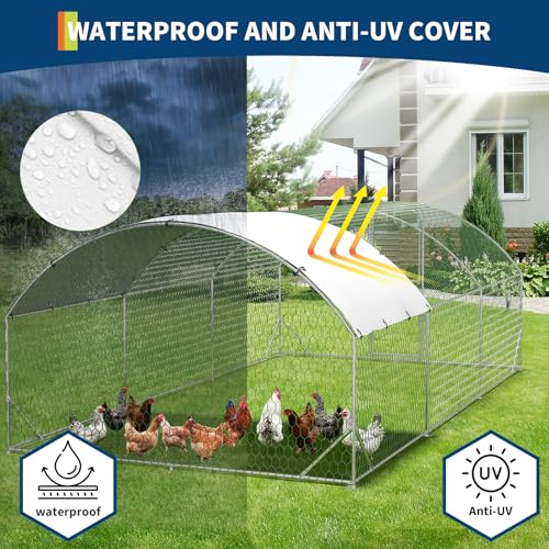Heavy Duty Walk-in Chicken Coop Metal Poultry Cage with Waterproof UV Cover M318
