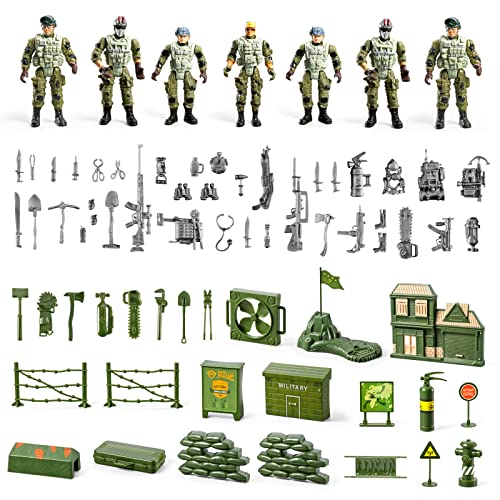78-in-1 Army Men Toys Set with Military Truck Helicopter Kayak Boat Motorcycle Action Figures C31251