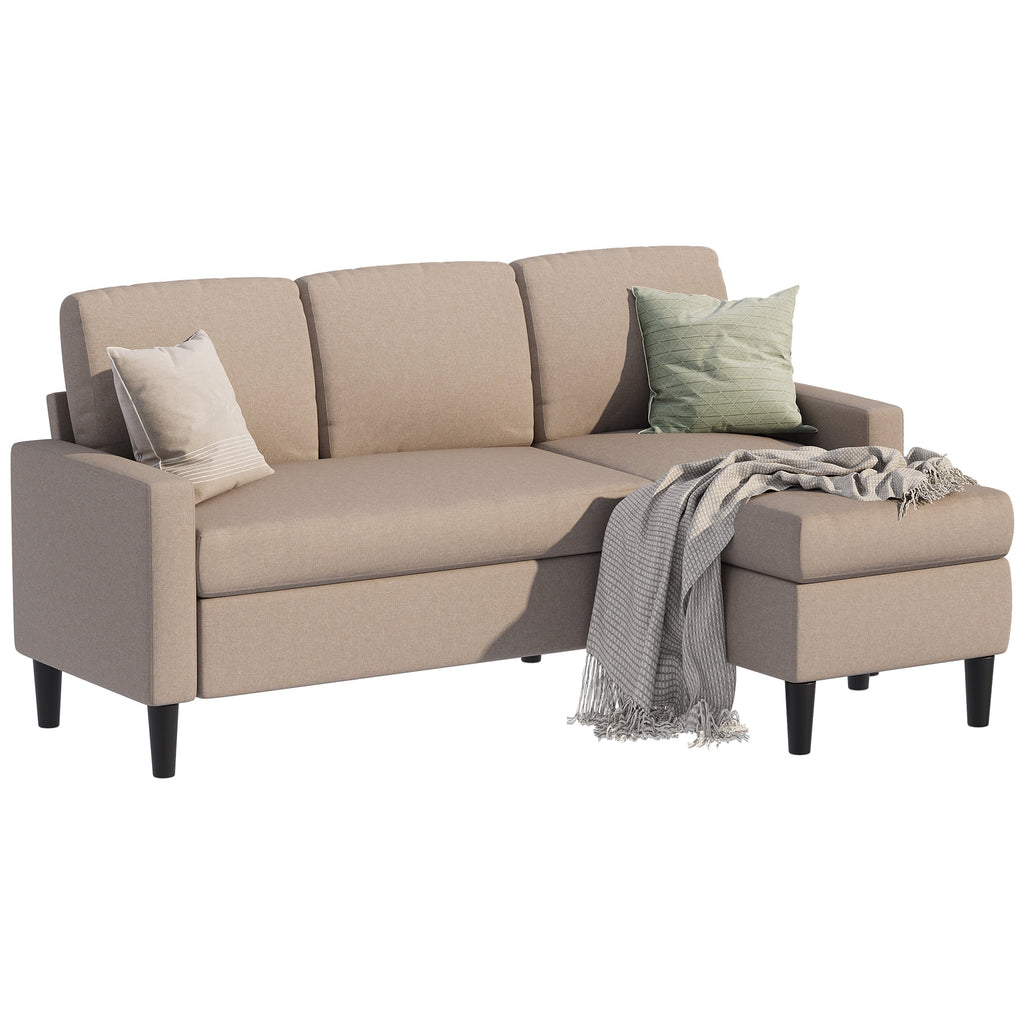 Convertible Sectional Sofa L-Shaped Linen Fabric Dark Gray J5725