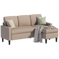 Convertible Sectional Sofa L-Shaped Linen Fabric Dark Gray J5725