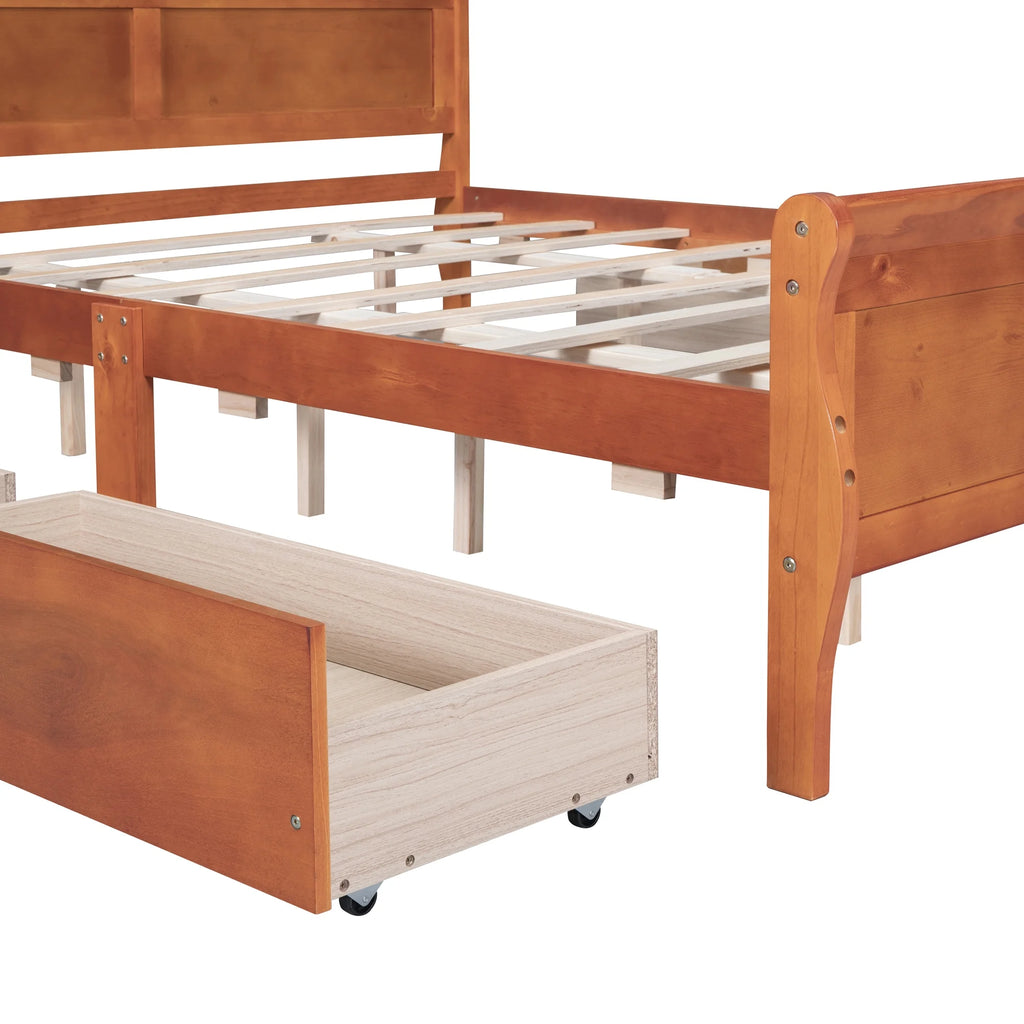 Queen Size Wood Platform Bed Frame with 4 Storage Drawers F909