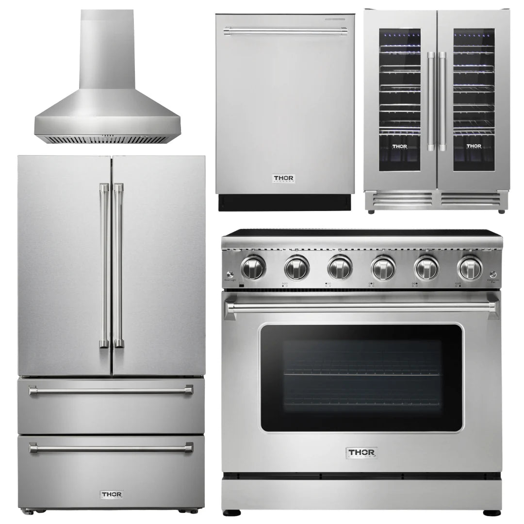 36 Electric Range, Range Hood, Refrigerator, Dishwasher, Wine Cooler D5015