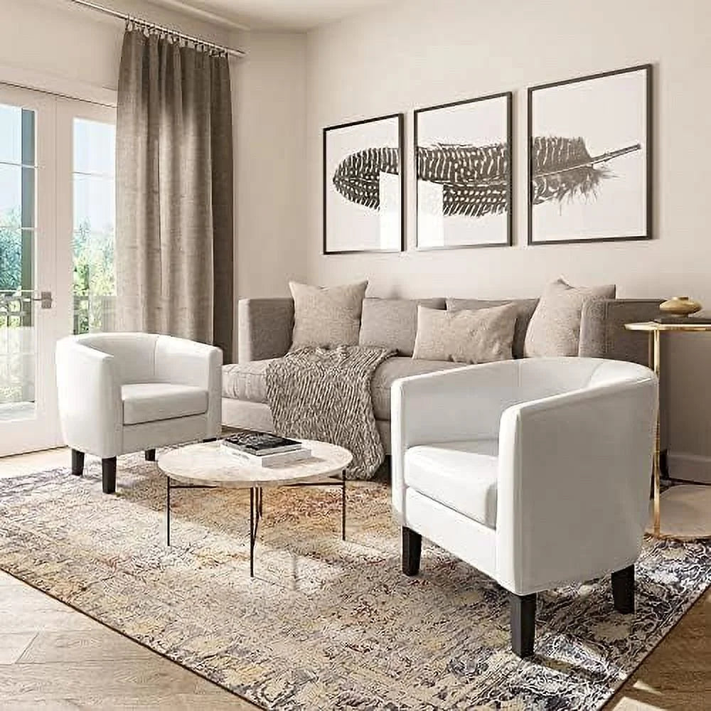 Linen Accent Barrel Chair with Flared Legs X266746