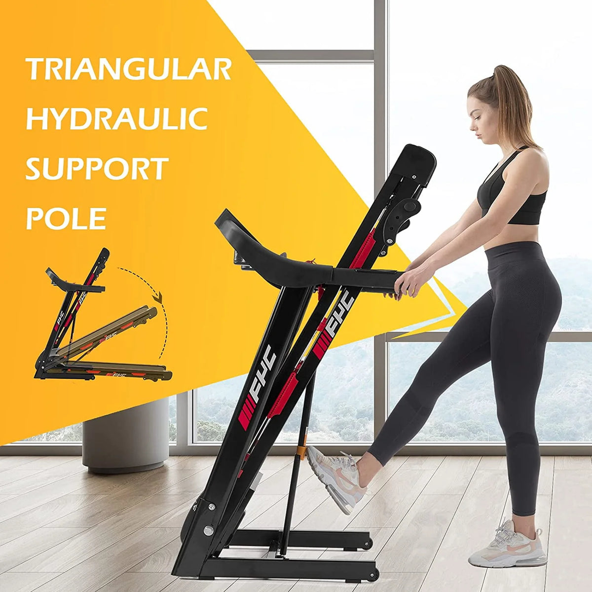 Folding Treadmill with Incline, 3.5HP H128