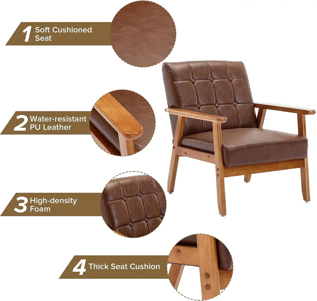 Set of 2 Brown PU Leather Accent Chairs N1495