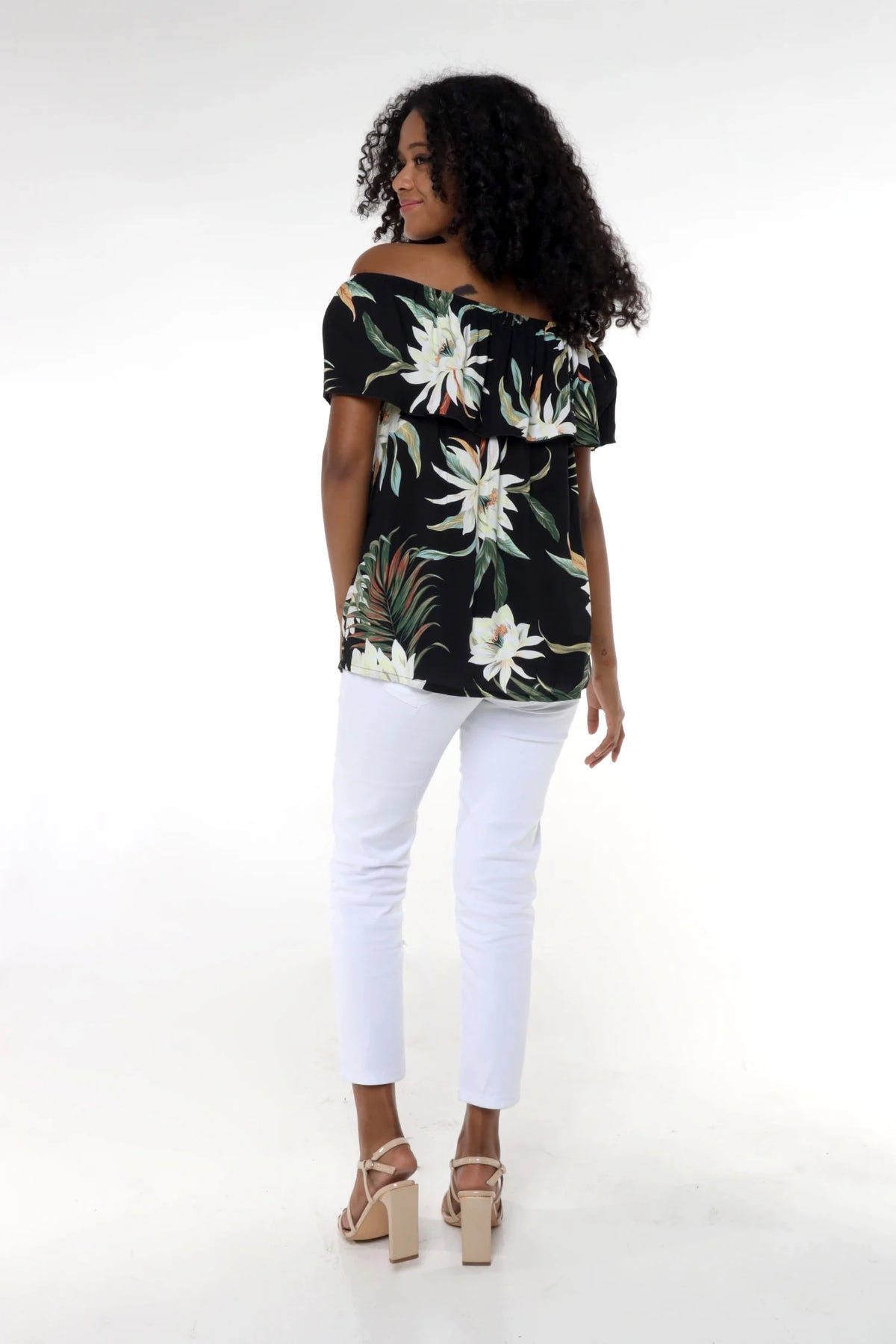 Off-Shoulder Ruffle Muumuu Top F148437