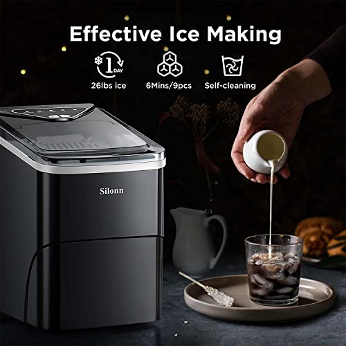 Countertop Ice Maker with 2L Capacity, 26lbs in 24Hrs, 2 Sizes Bullet Ice O7934