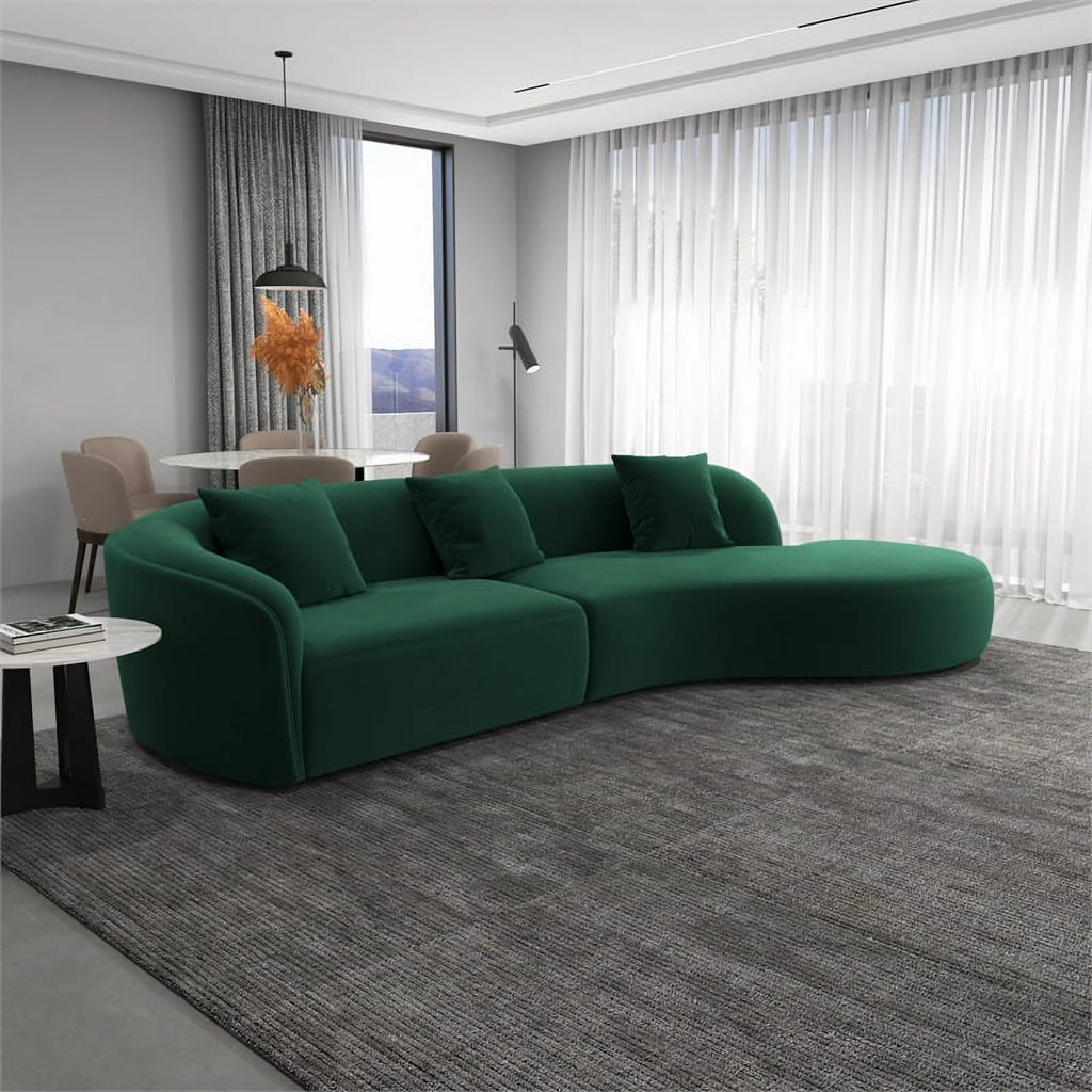 Green Velvet Curvy Couch W173