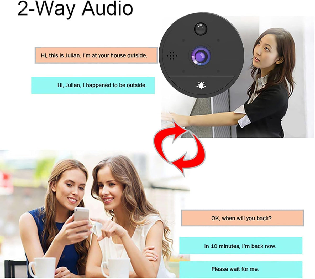 Digital Peephole Door Viewer WiFi Doorbell Camera 1080P Video Intercom 4.3 inch Monitor X677734