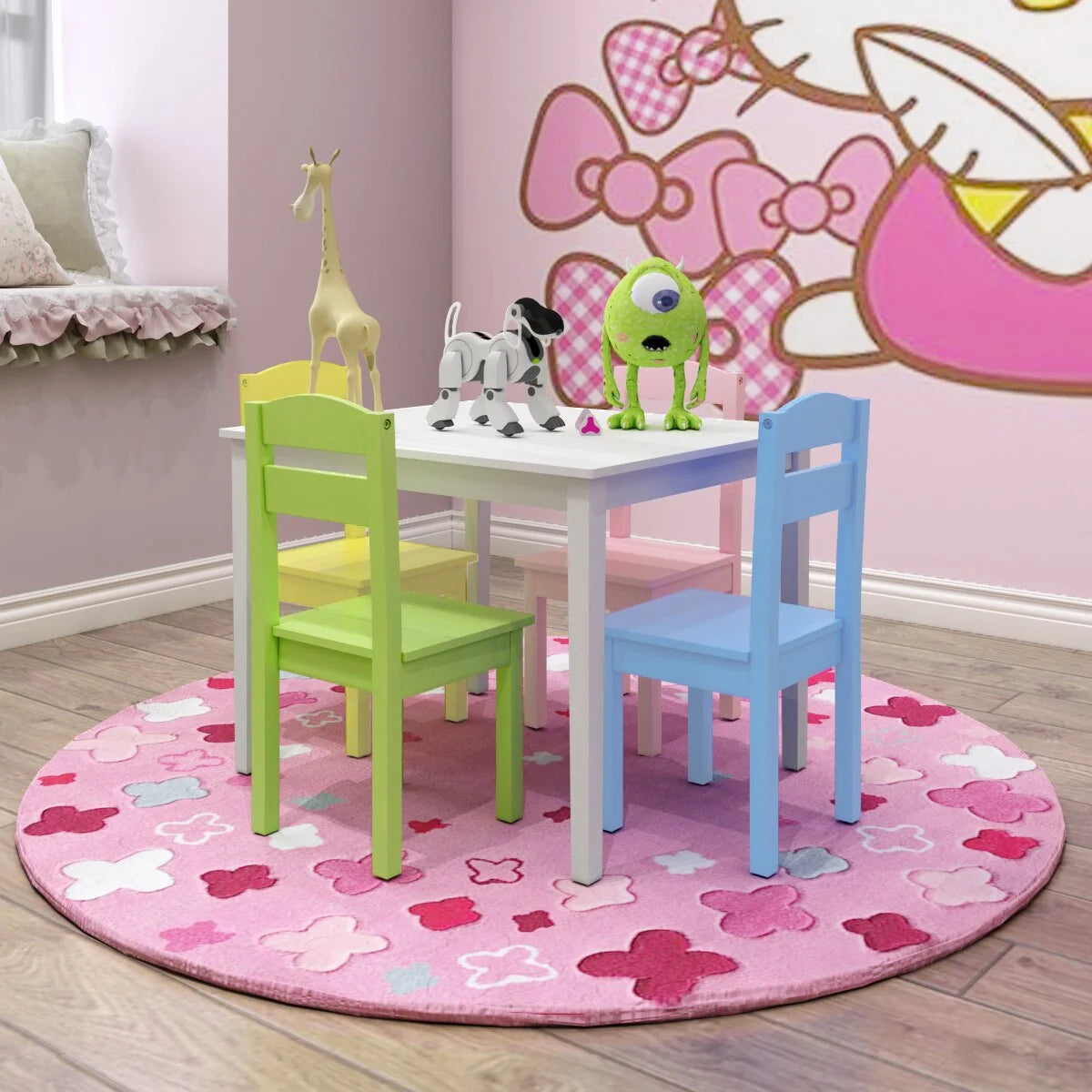 5 Piece Kids Wood Table Chair Set H345861