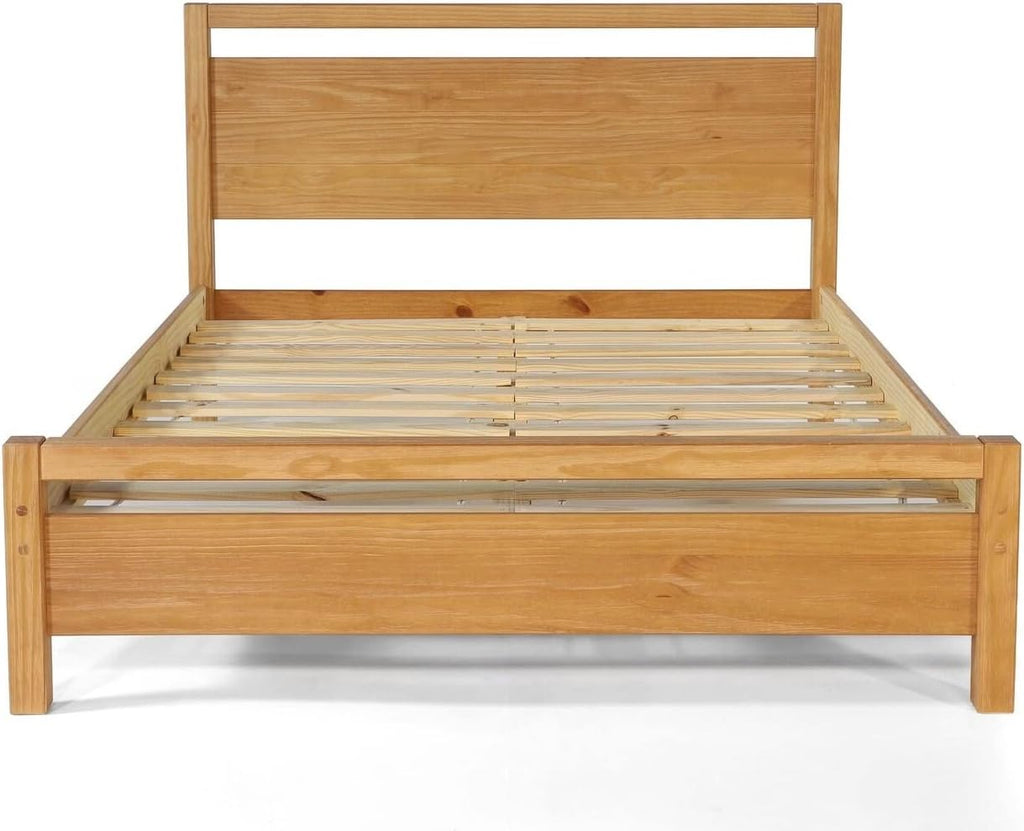 Queen Size Solid Wood Platform Bed Brushed White W25579