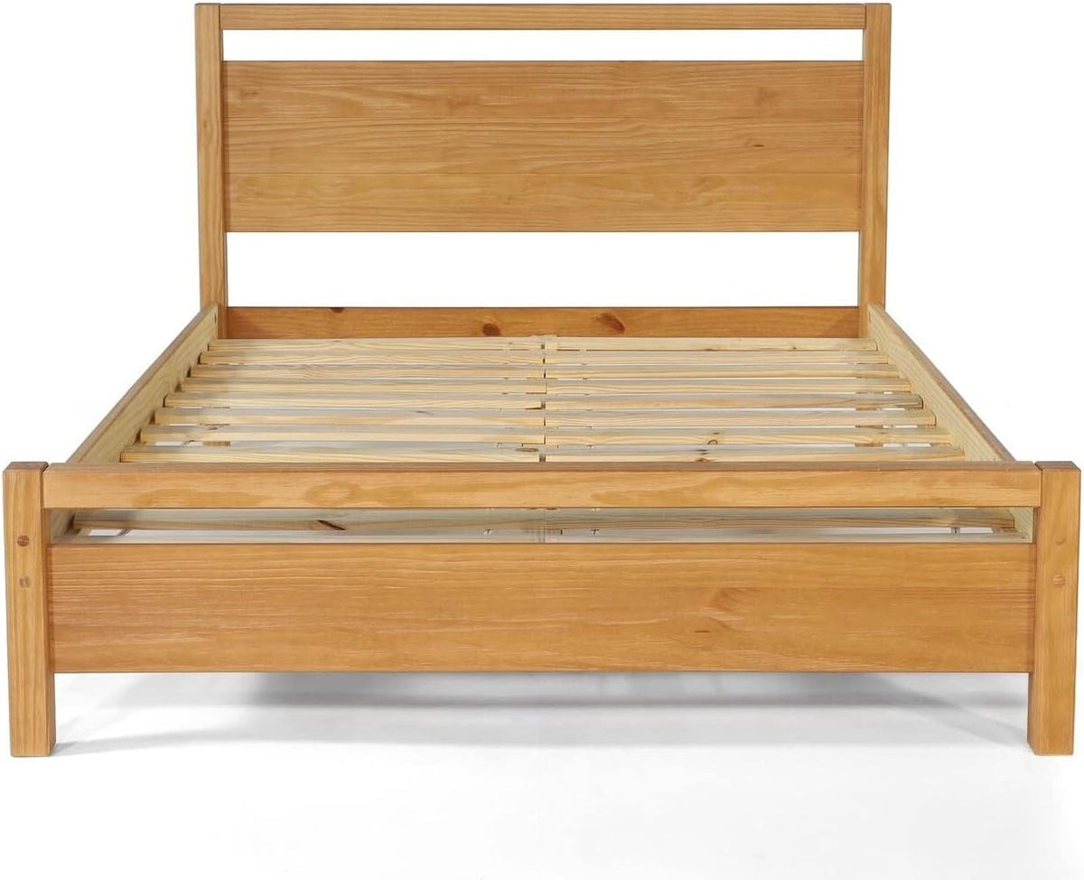 Queen Size Solid Wood Platform Bed Brushed White W25579