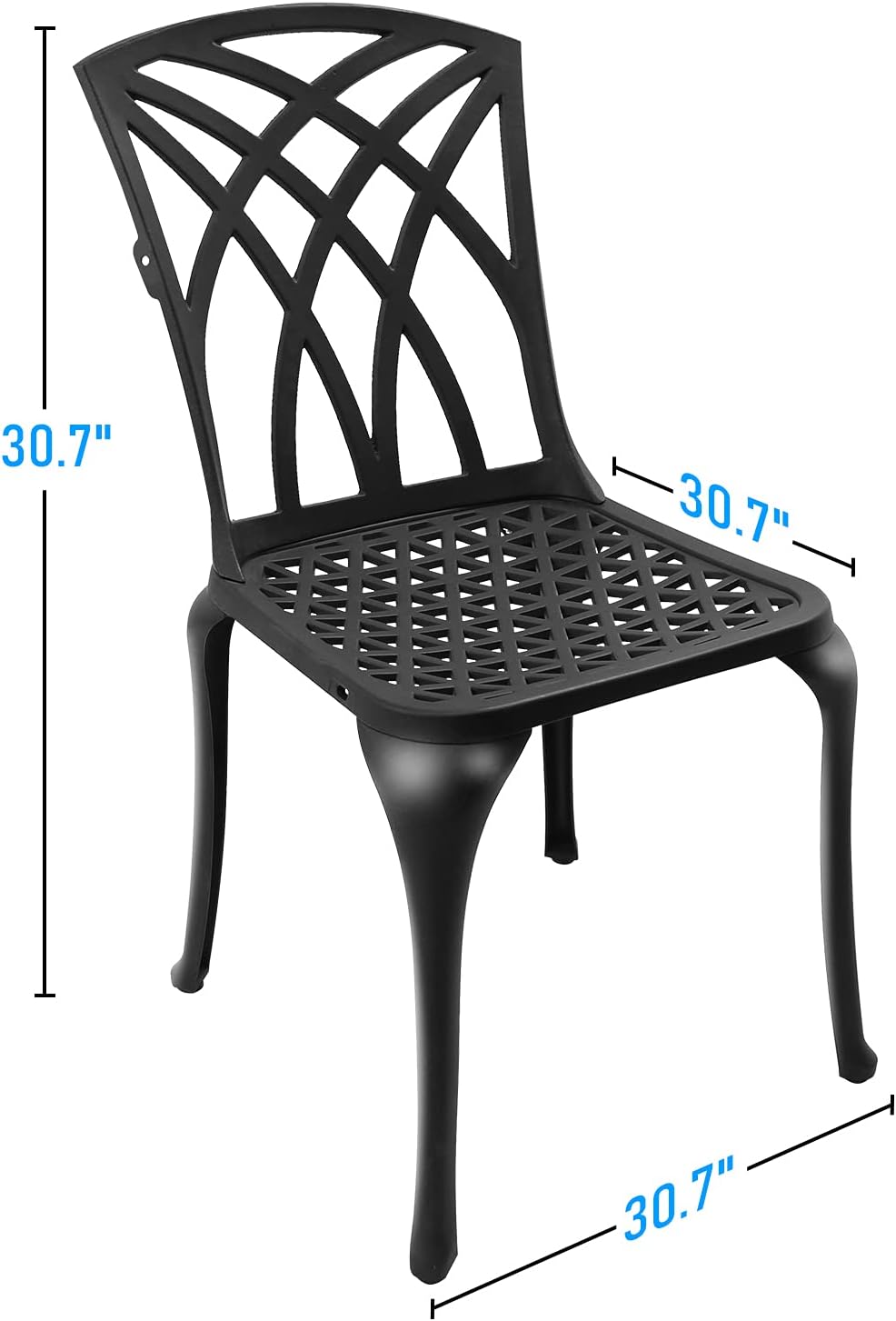 Black Set of 2 Cast Aluminum Outdoor Dining Chairs M655