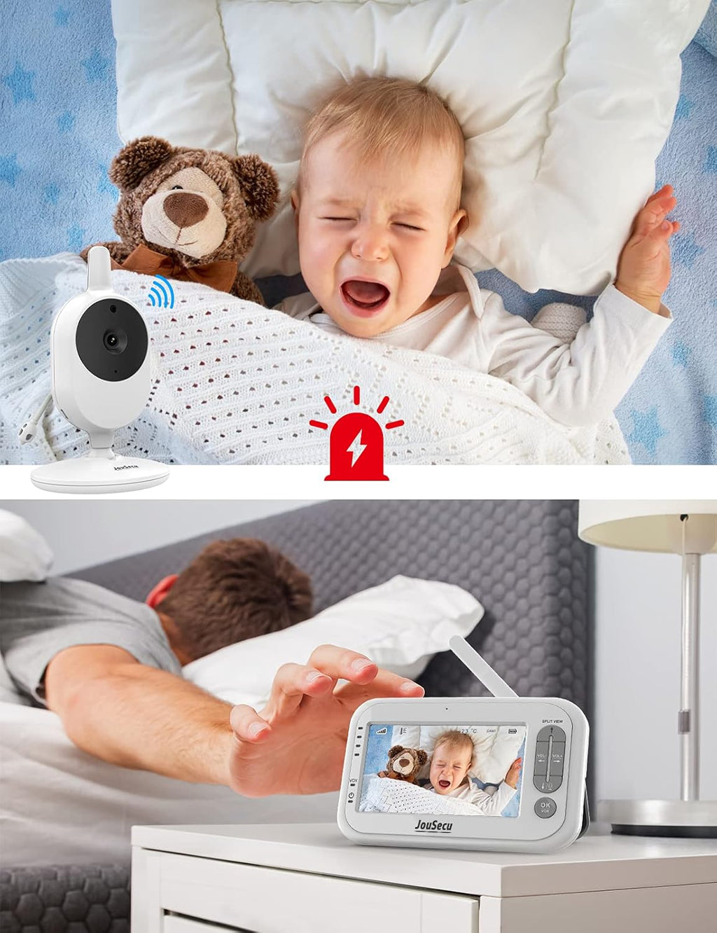 Baby Monitor with Camera and Audio 4.3 Inches LCD Split Screen P943