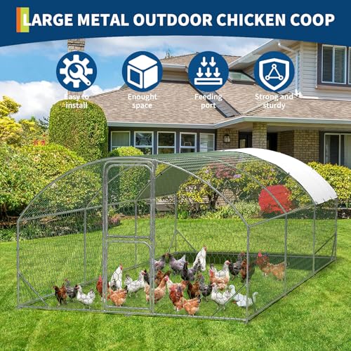 Heavy Duty Walk-in Chicken Coop Metal Poultry Cage with Waterproof UV Cover M318