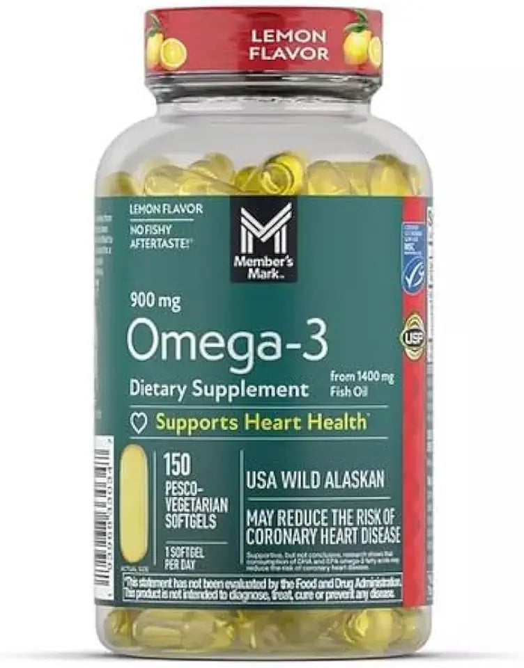 900mg Triple Strength Fish Oil Softgels Lemon Flavor 150 ct W398