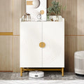 White Wood Shoe Storage Cabinet with Doors and Adjustable Shelves V6435