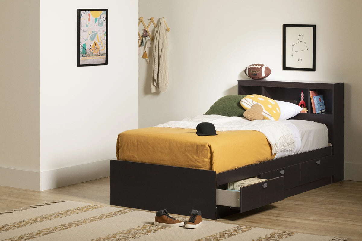 Twin 3 Drawer Storage Bed with Bookcase Headboard C437243