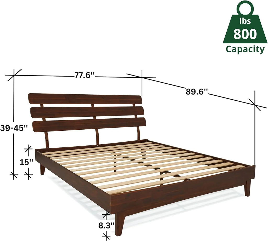 Queen Adjustable Headboard Solid Wood Bed Frame O4601