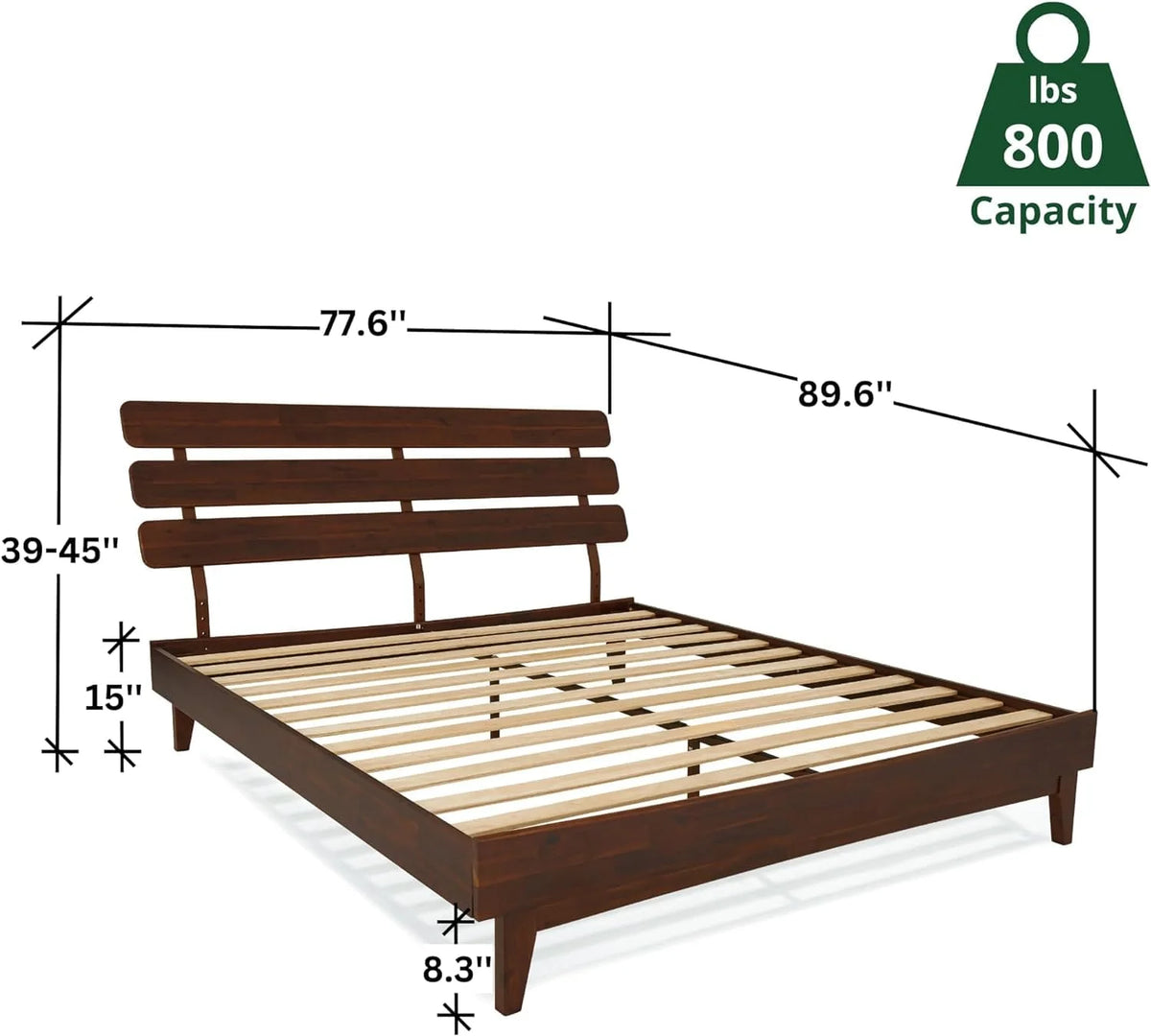 Queen Adjustable Headboard Solid Wood Bed Frame O4601