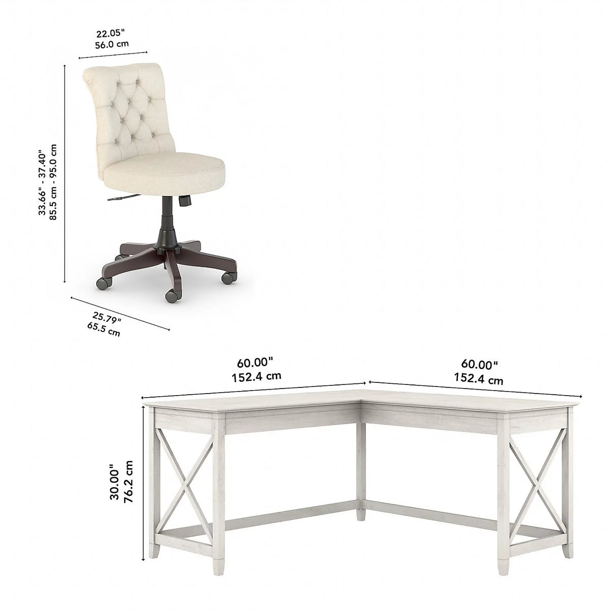 White Oak L-Shaped Desk and Chair Set H50607