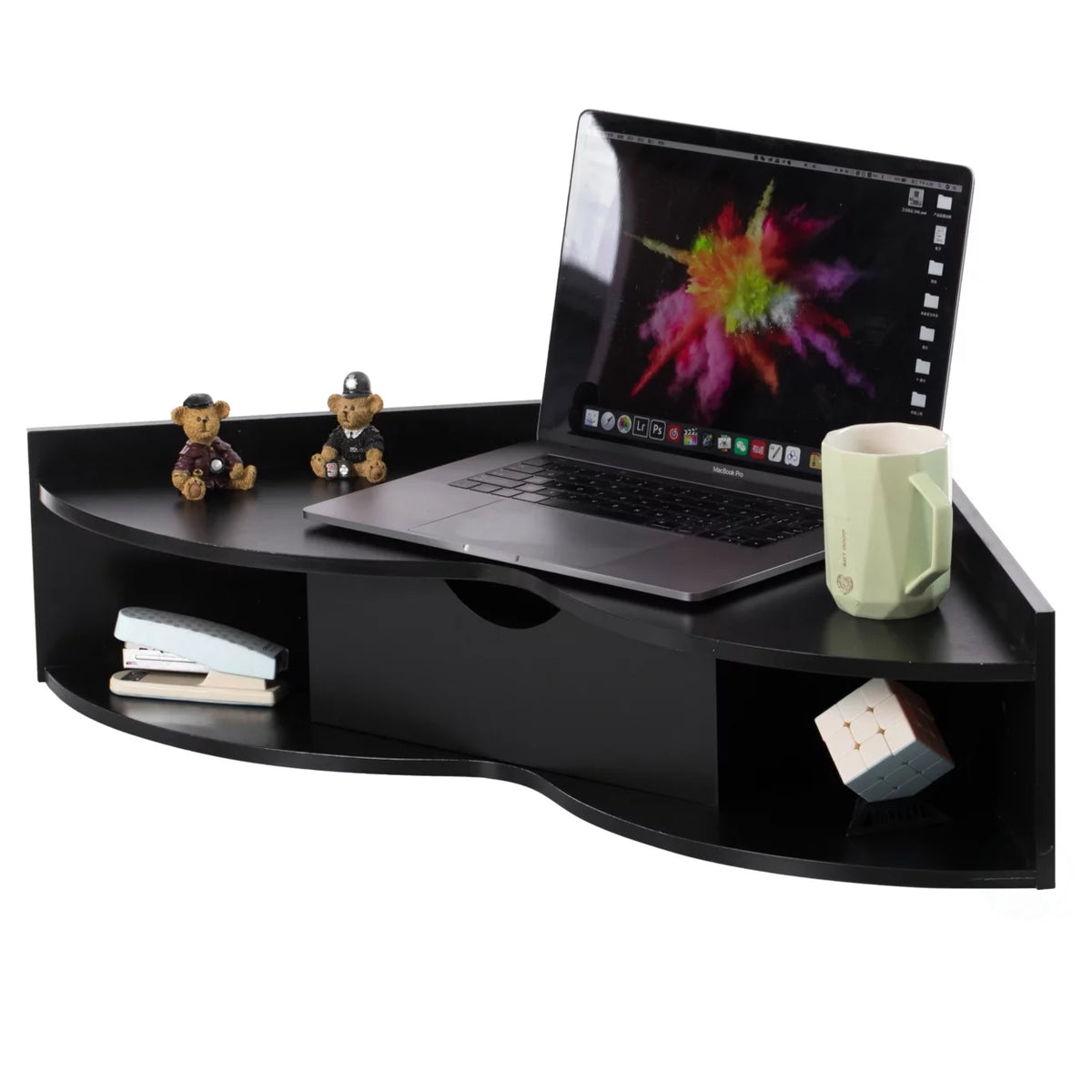 Heart Shaped Corner Desk with Drawer and Two Shelves G24481
