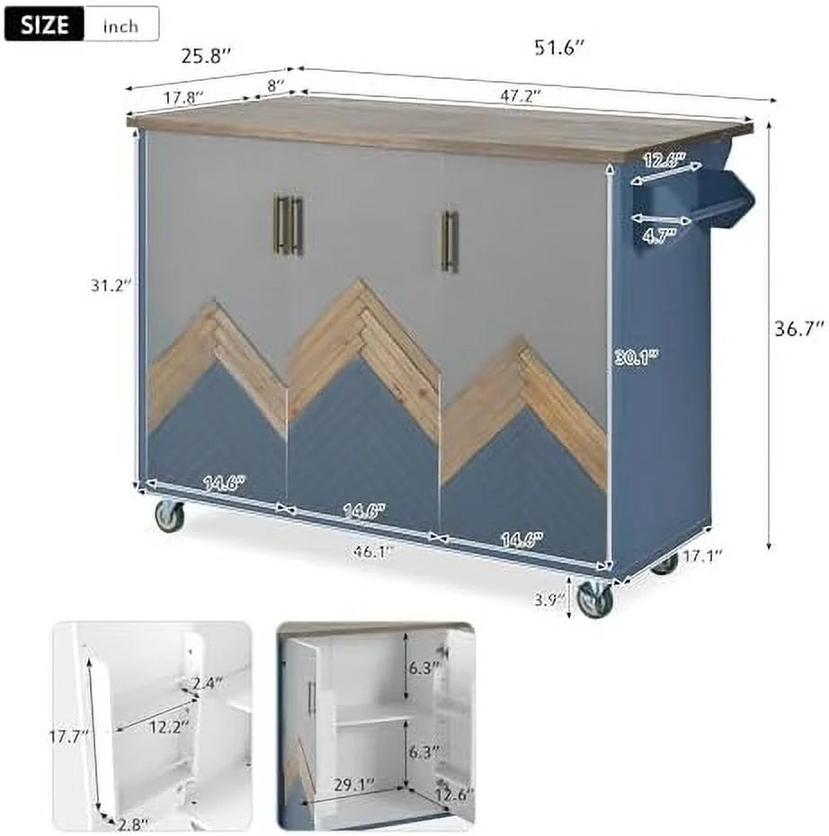 Rolling Kitchen Island with Power Outlet and Wheels Y63626