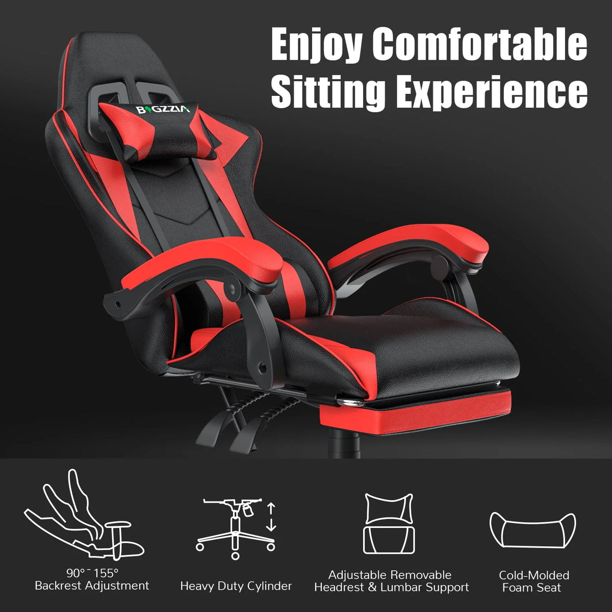 Pink Gaming Chair with Lumbar Support Height Adjustable I191264