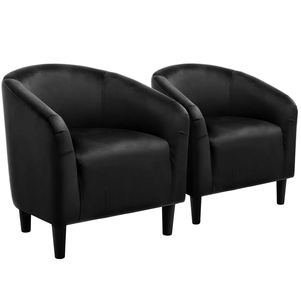 Ivory Velvet Tub Chair Set of 2 F391