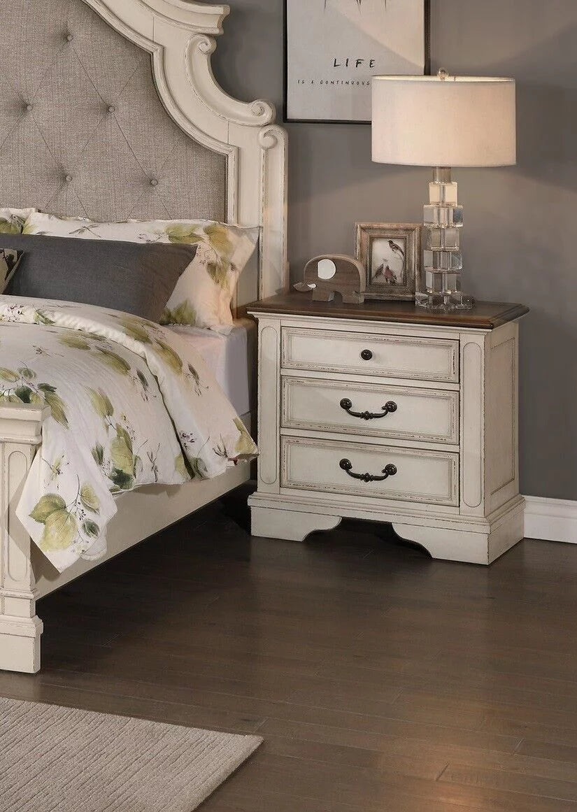 White 4pc Eastern King Size Bed Set Dresser Mirror Nightstand Z24420
