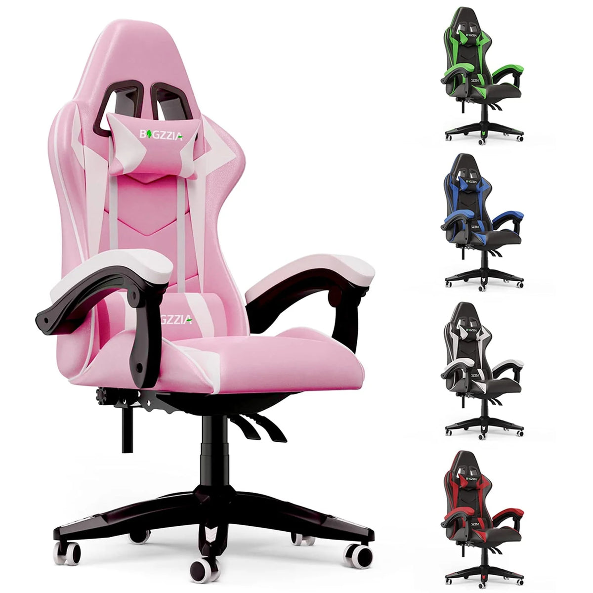 Pink Gaming Chair with Lumbar Support Height Adjustable I191264