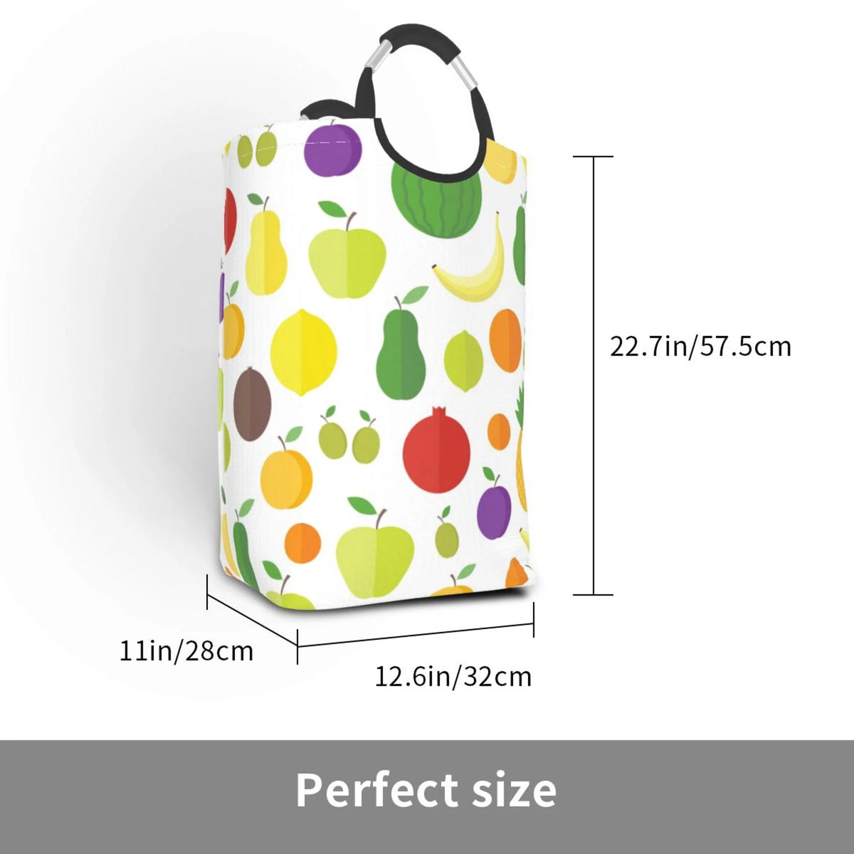Lime Avocado Lemon Rectangular Collapsible Laundry Basket with Handles C143456