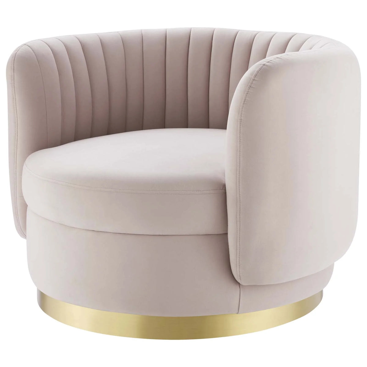 Pink Gold Velvet Tufted Swivel Accent Chair J5712