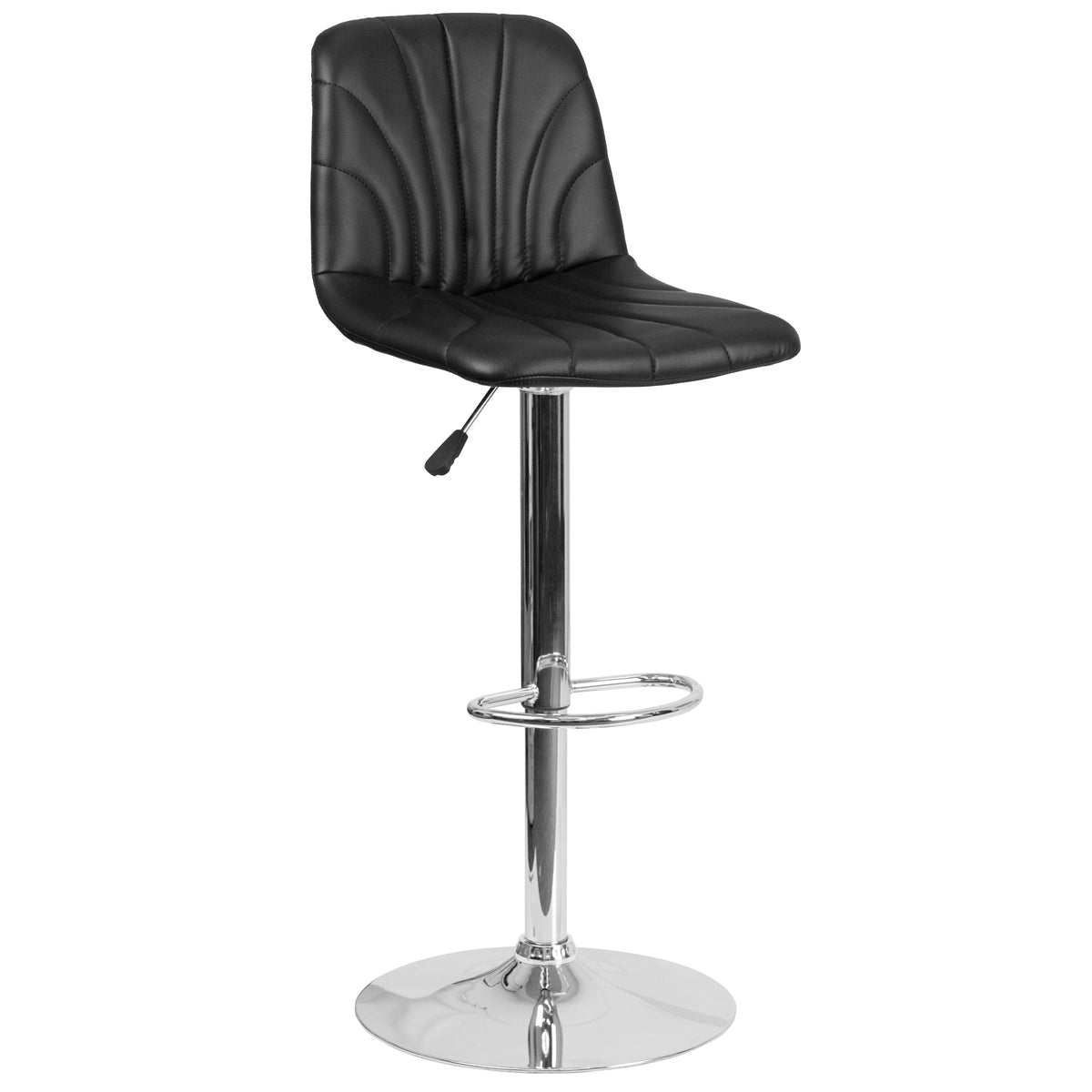 Black Vinyl Adjustable Height Barstool with Chrome Base E683