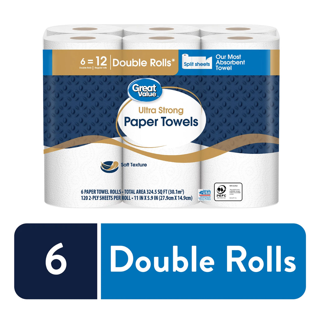 6 Double Rolls Paper Towels O6474