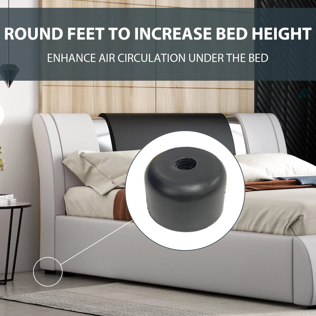 King Size Bed Frame with Adjustable Headboard Y89450