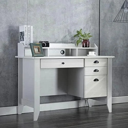 White Desk with Drawers and Hutch Y3491