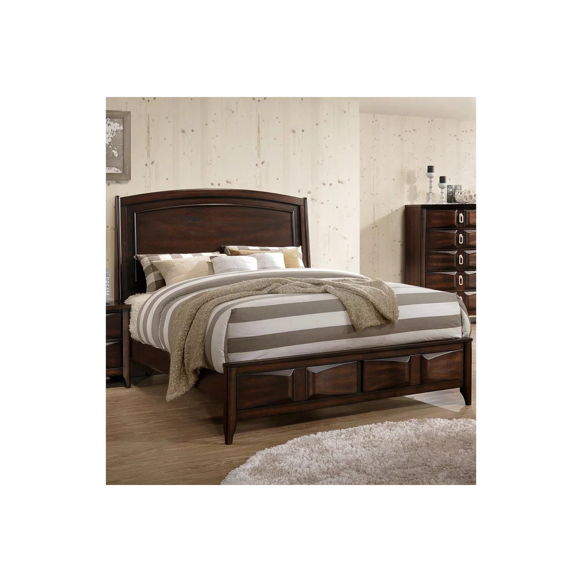 Oak Wooden C.King Bed with 3D Design T818