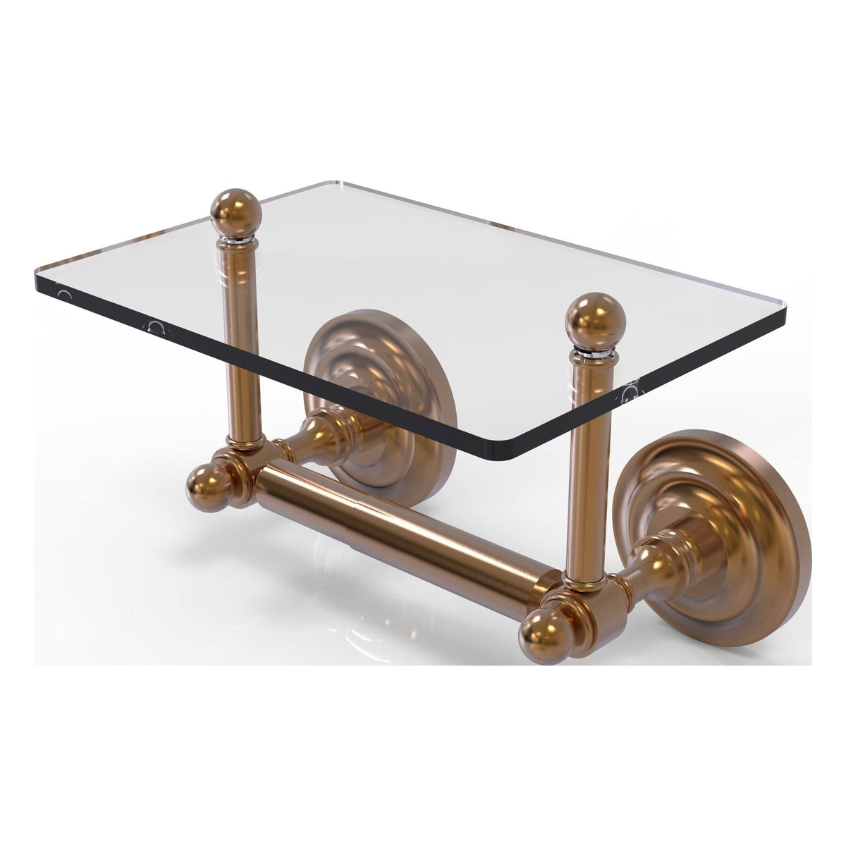 Brushed Bronze Toilet Tissue Holder with Glass Shelf Q7462