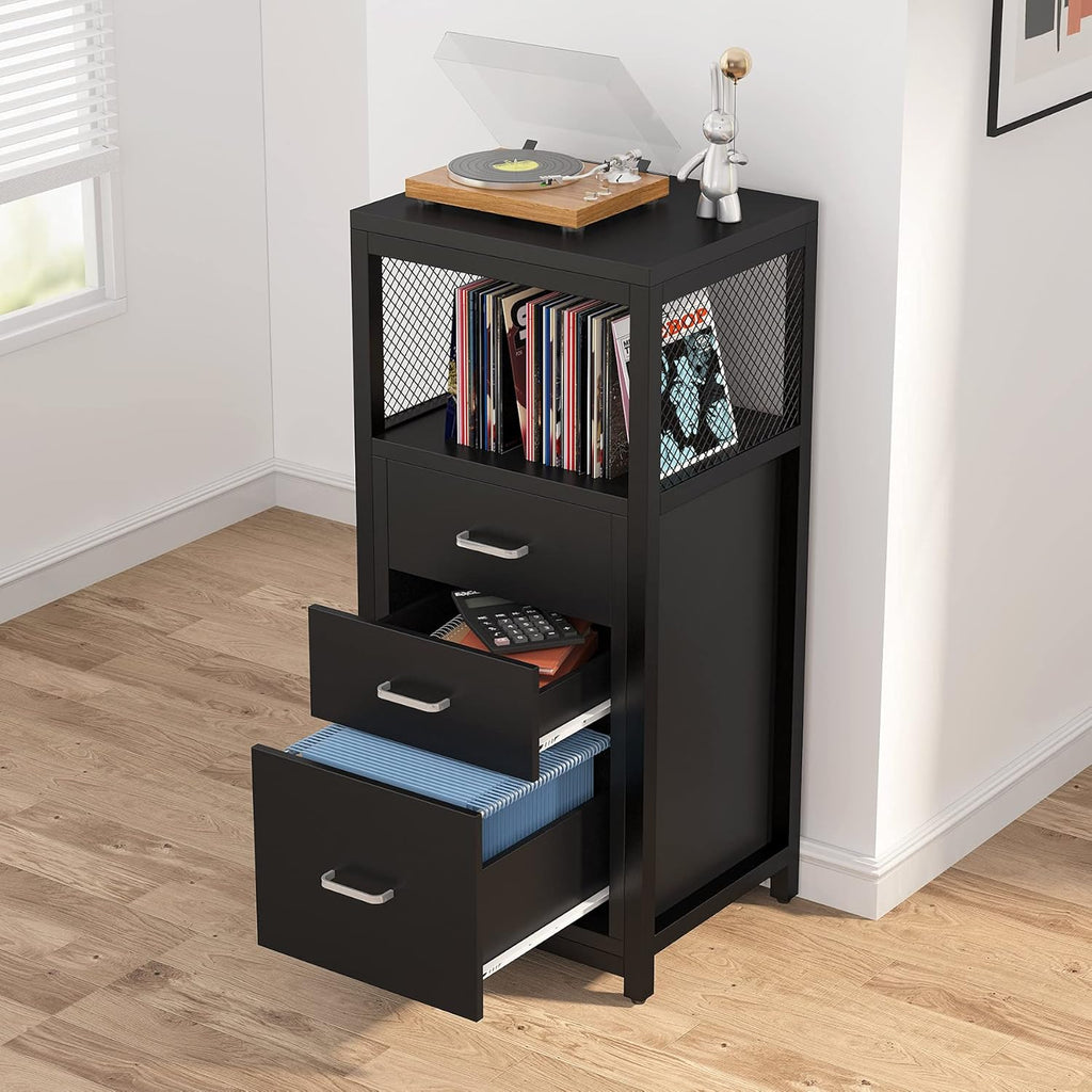 3 Drawer Letter Size File Cabinet with Wire Storage Shelves S213762