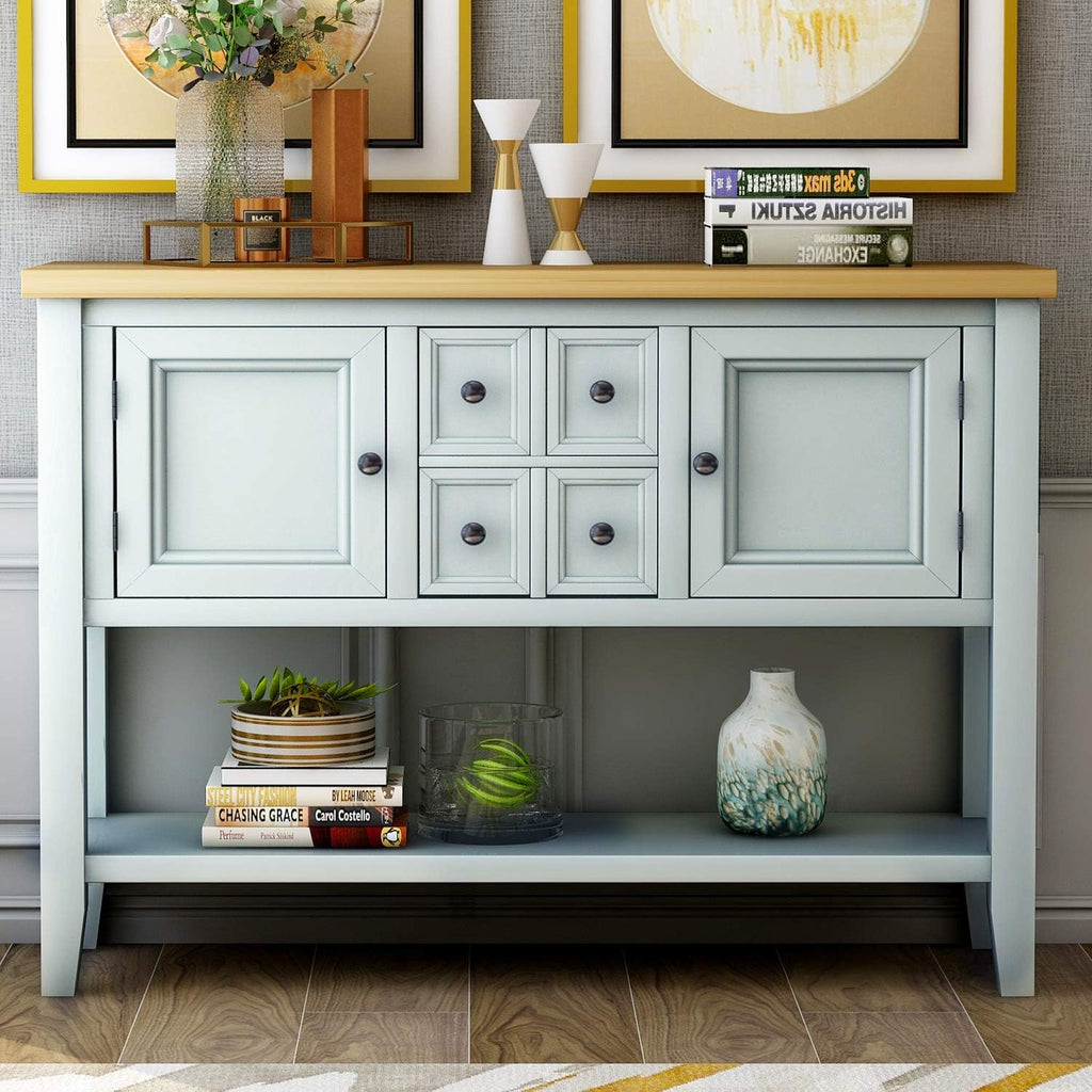 Solid Wood Console Table with 3 Drawers, 2 Cabinet and 1 Shelf H172