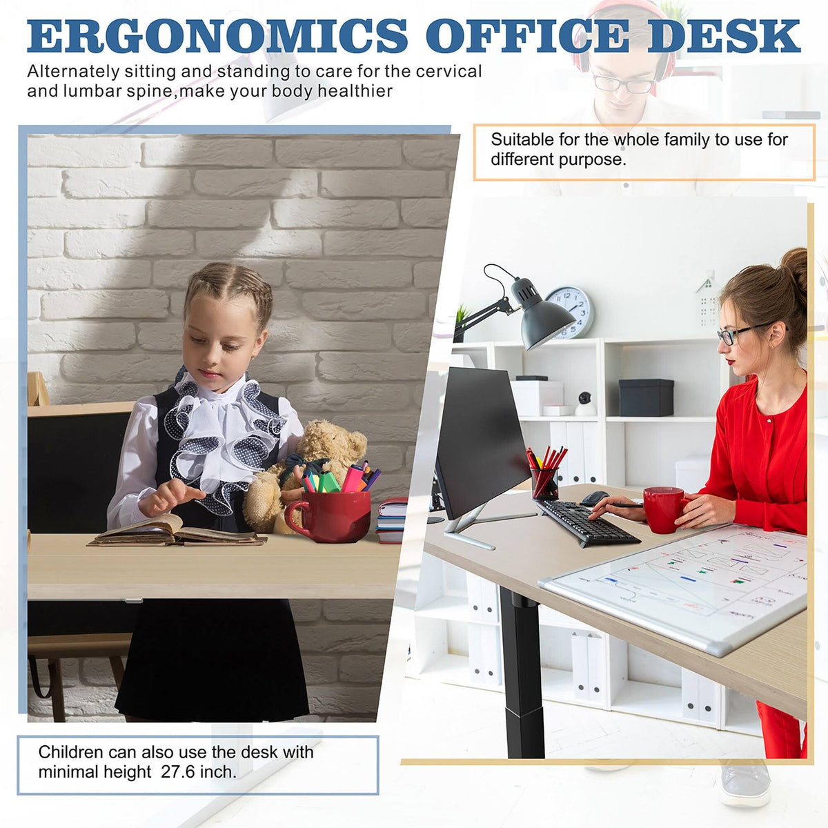 Black 48 x 24 Height Adjustable Electric Standing Desk Y7352